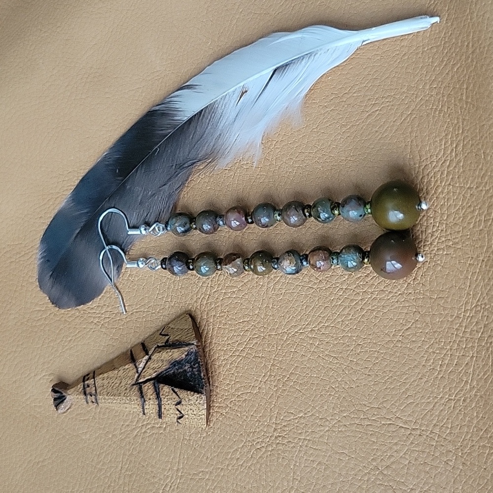 Southwestern Varasite Beaded Long Dangle Earrings Western Boho Festival Rodeo